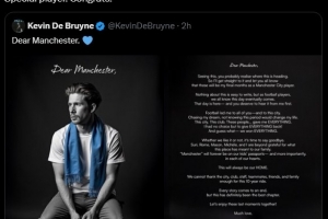 mk体育入口-克罗斯社媒谈德布劳内离开曼城：特别的球员，祝贺你的生涯